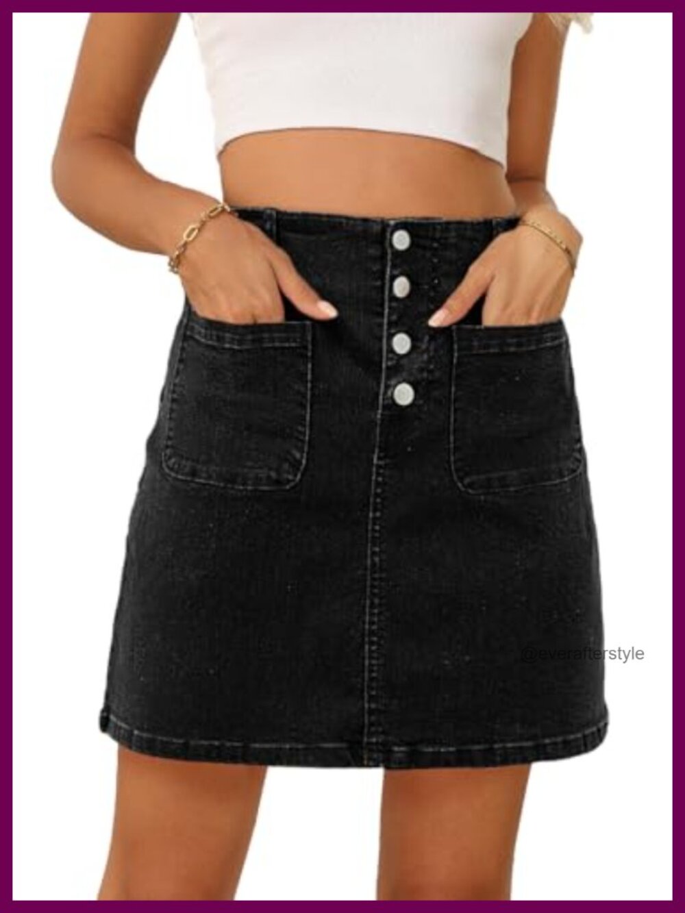 High Waist Denim Skirt A-Line Jean Mini with Pockets